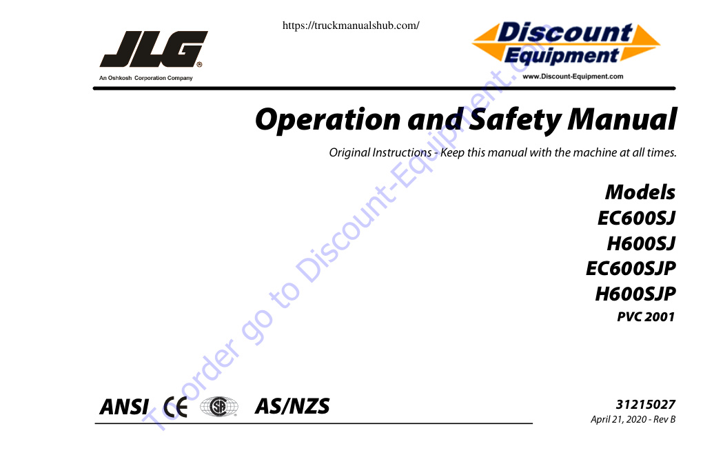 Première page de JLG EC600SJ H600SJ EC600SJP H600SJP Operation Safety Manual