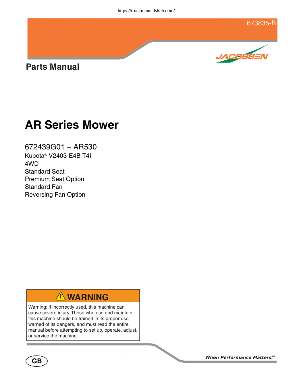 Première page de Jacobsen AR530 Spare Parts Manual