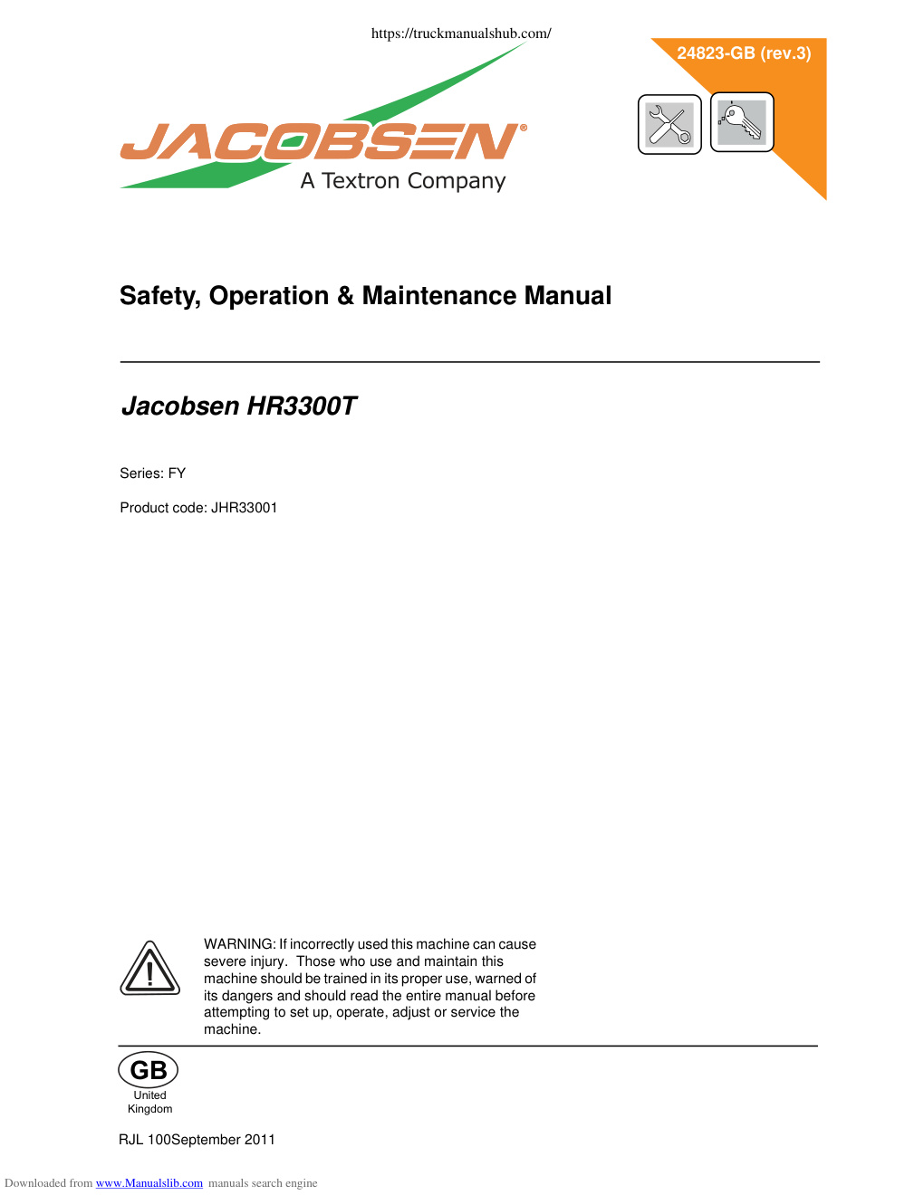 Première page de Jacobsen HR3300T Operator s Manual and Maintenance Manual