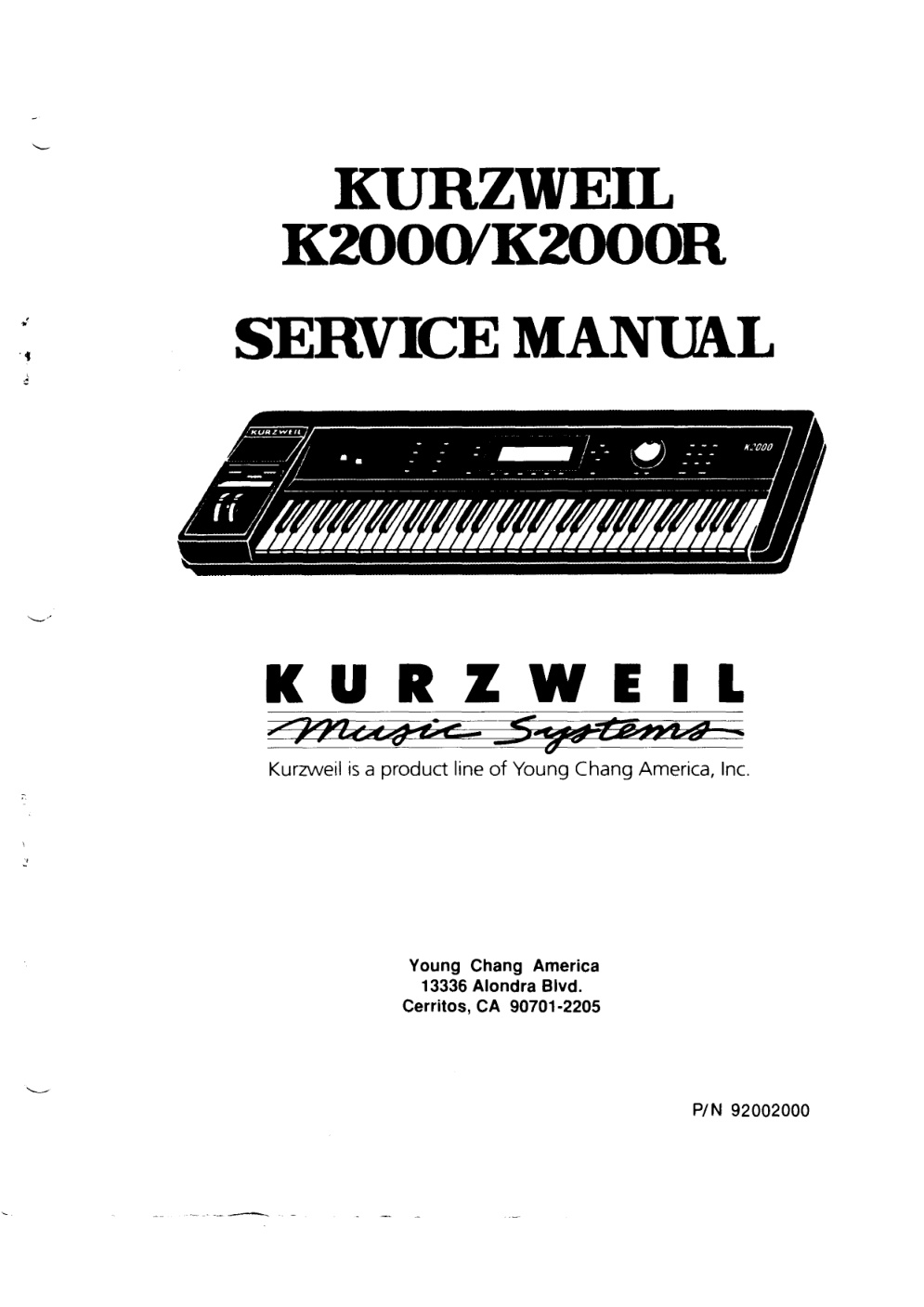Première page de K2000 K2000R SERVICE MANUAL ocr