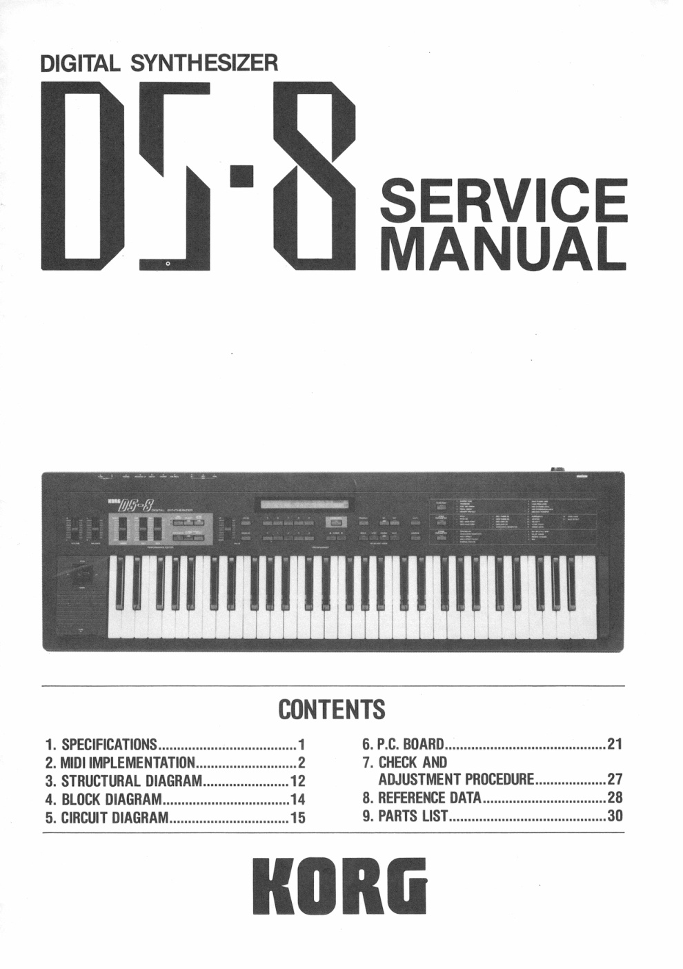 Première page de KORG DS 8 SERVICE MANUAL ocr