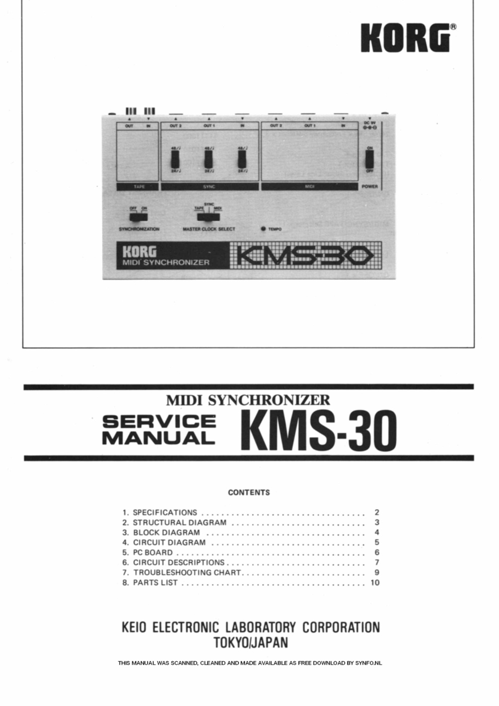 Première page de KORG KMS 30 SERVICE MANUAL ocr