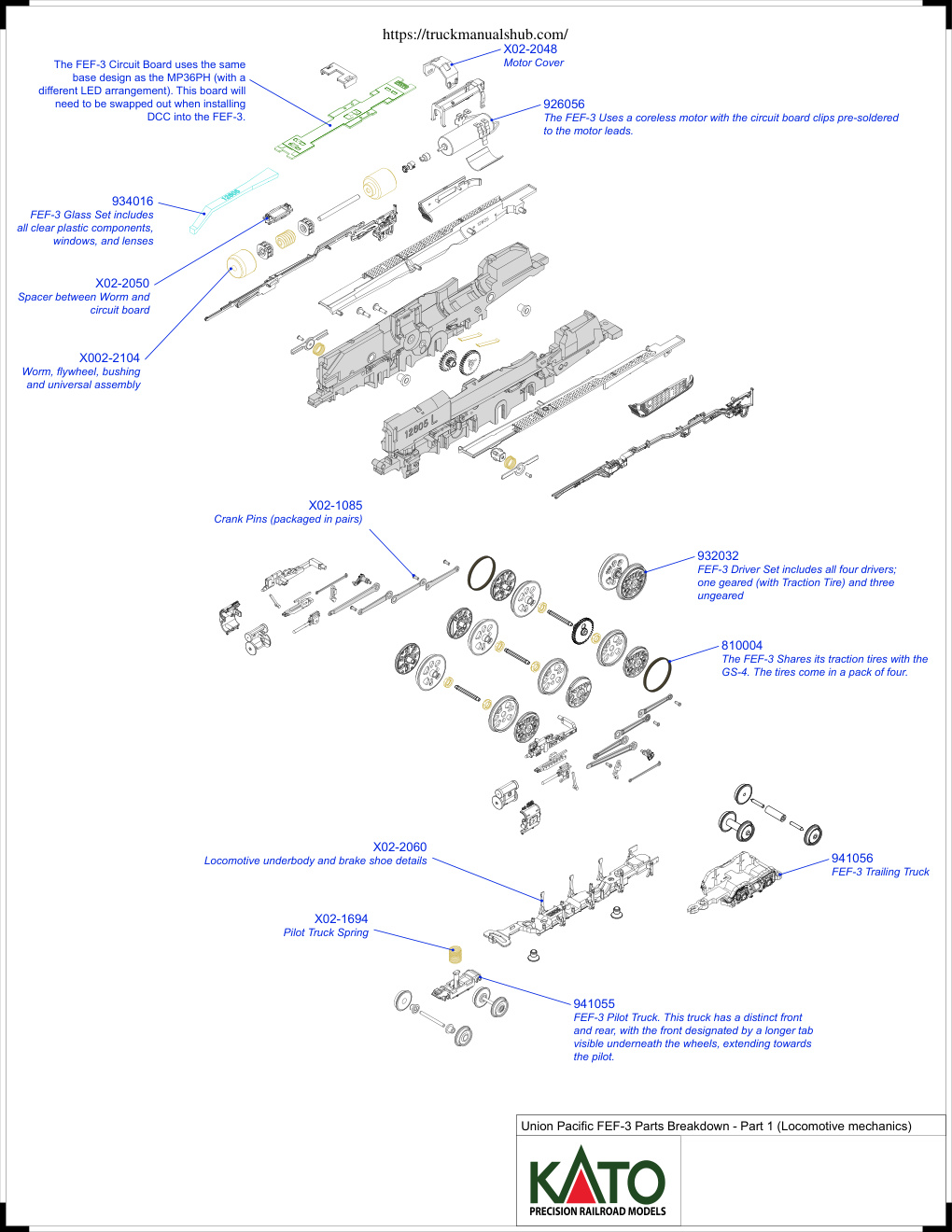 Première page de Kato N Scale FEF 844 Parts List