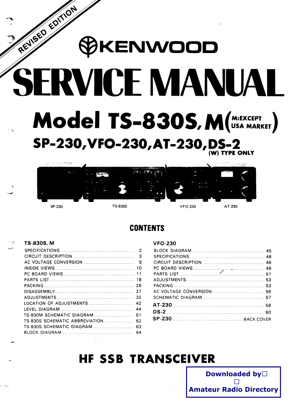 Première page de Kenwood TS 830S service manual