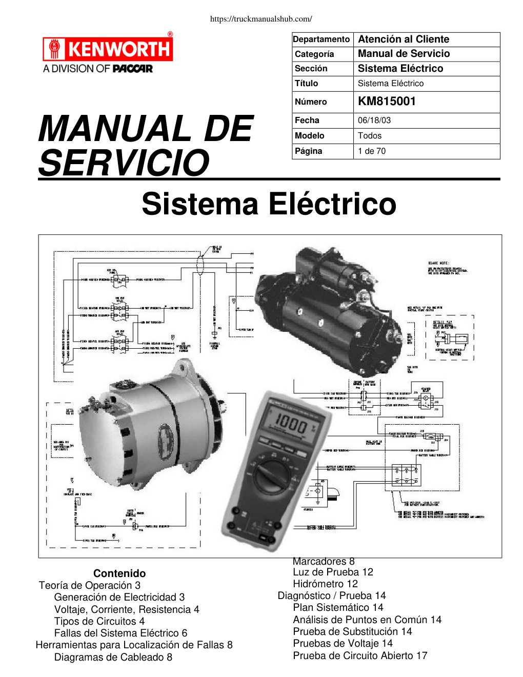 Première page de Kenworth T600 Service Manual Electrical System
