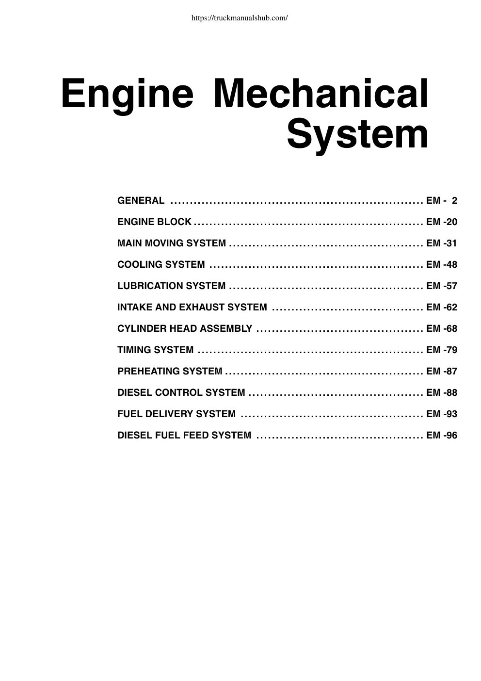 Première page de Kia K2500 Service Manual Engine Mechanical System