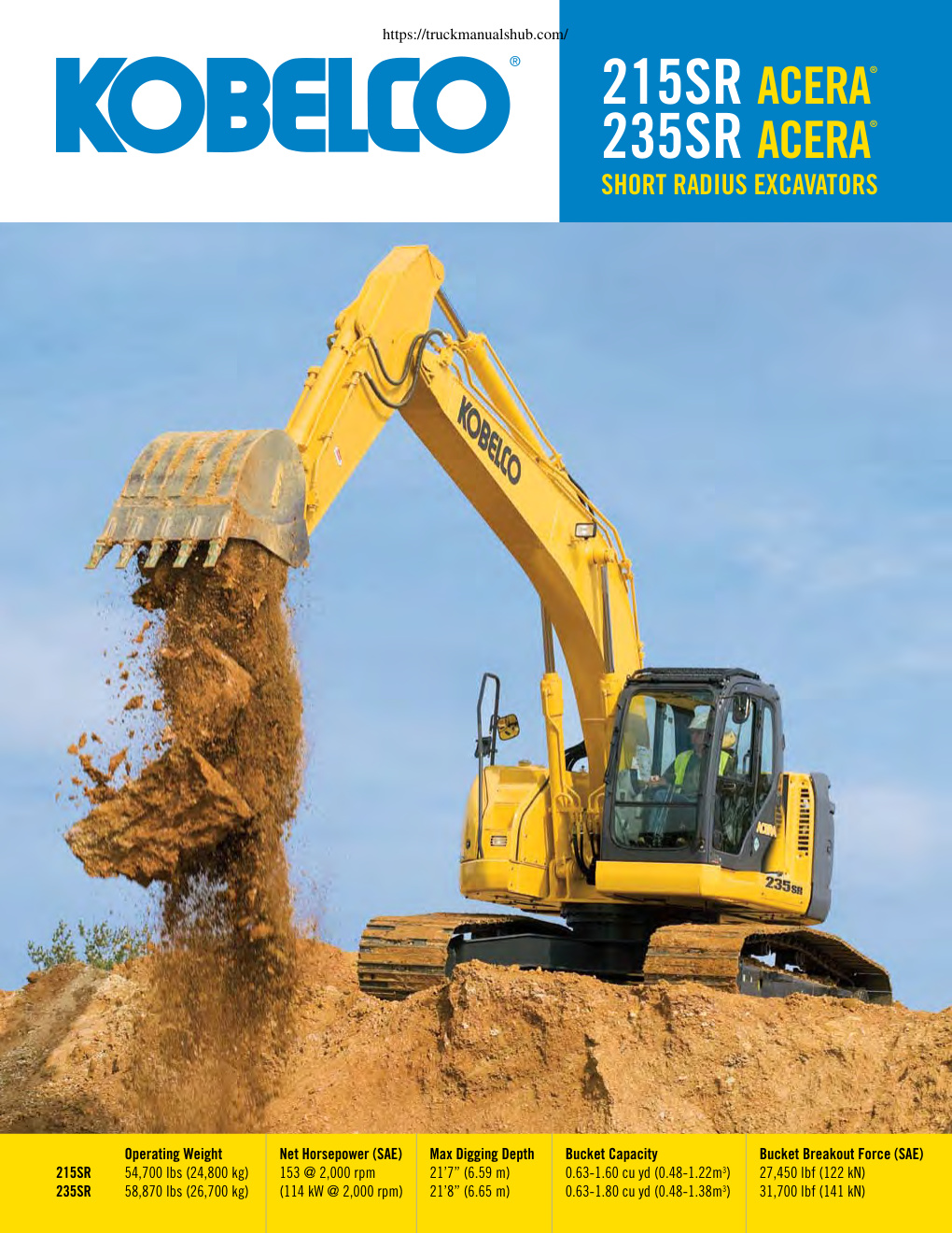 Première page de Kobelco ACERA 215SR 235SR Manual