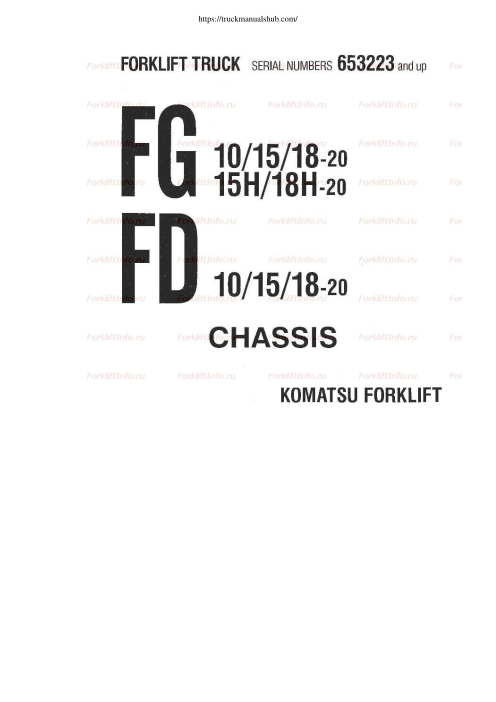 Première page de Komatsu Ax50 FD FG 10 15 18 20 Parts Catalogue