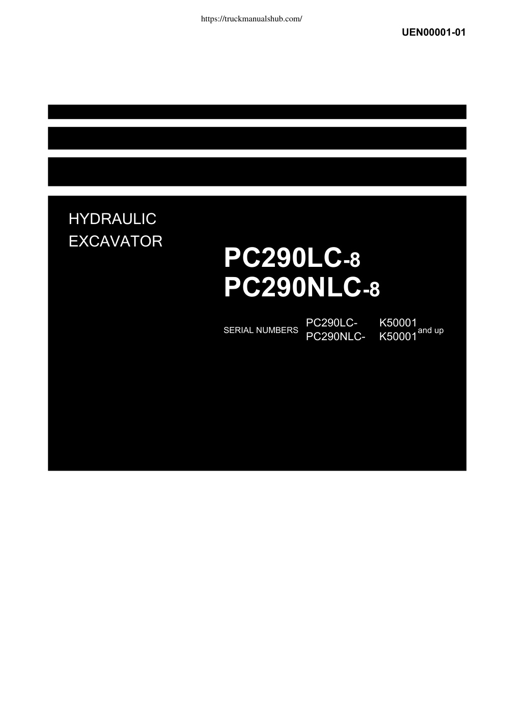 Première page de Komatsu PC290LC 8 PC290NLC 8 Shop Manual