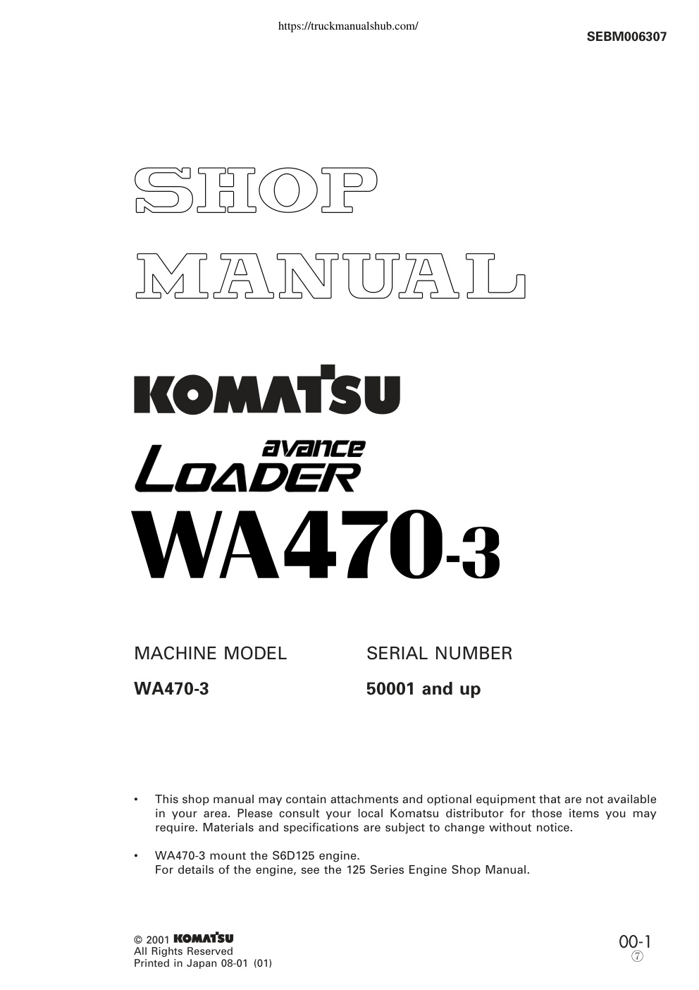 Première page de Komatsu WA470 Manual