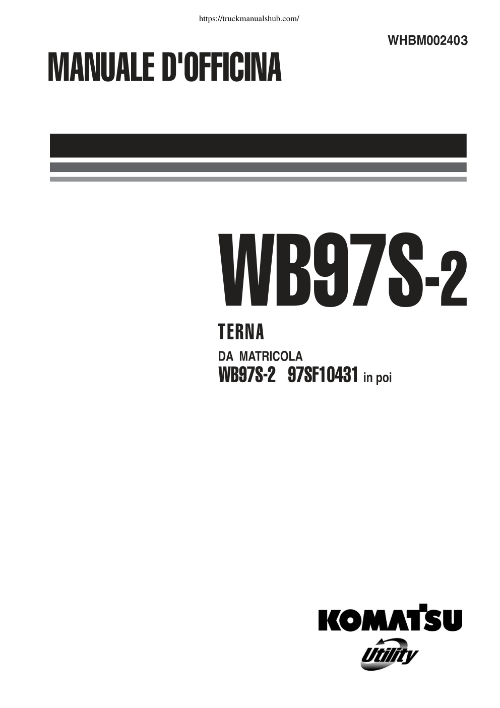 Première page de Komatsu WB97S 2 97SF10431 Backhoe Loader Service Manual
