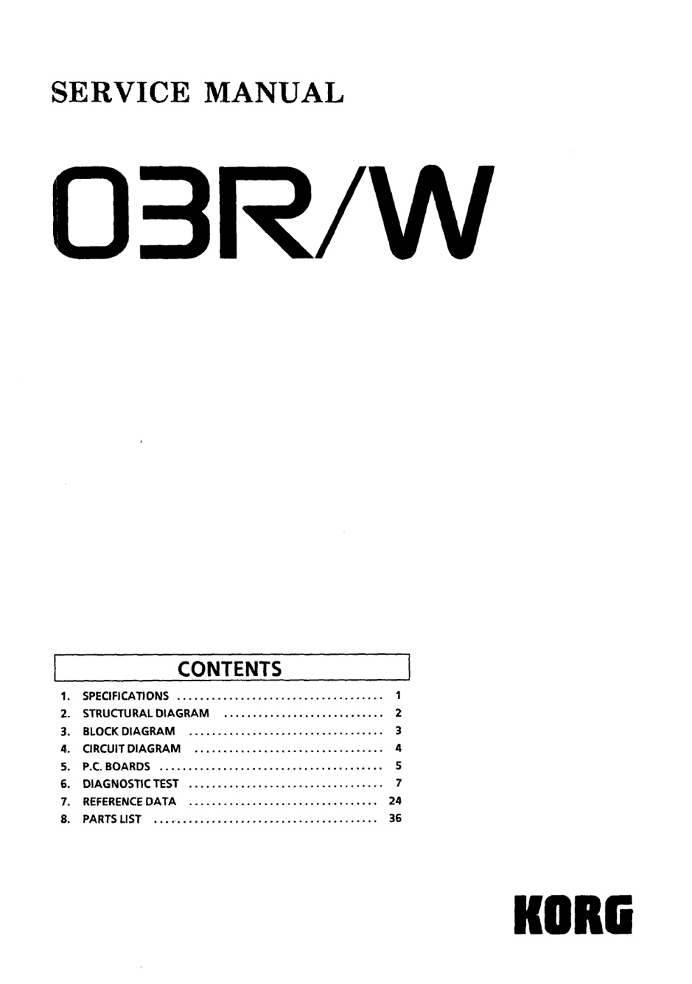 Première page de Korg 03RW SERVICE MANUAL ocr