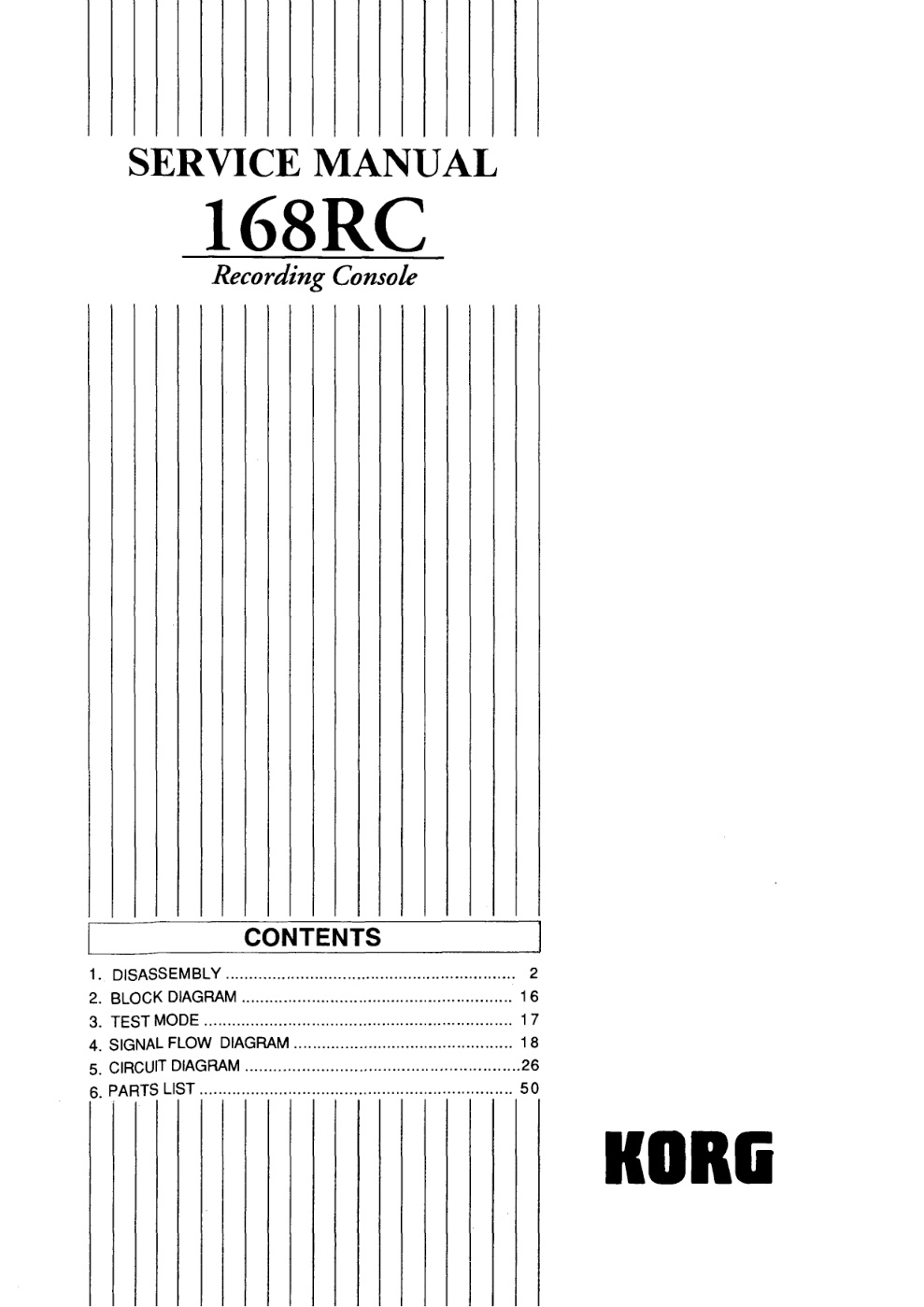 Première page de Korg 168RC SERVICE MANUAL ocr