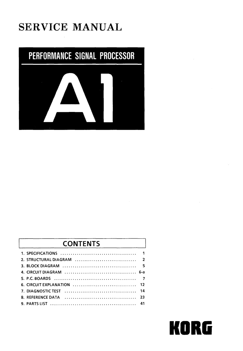 Première page de Korg A1 SERVICE MANUAL ocr