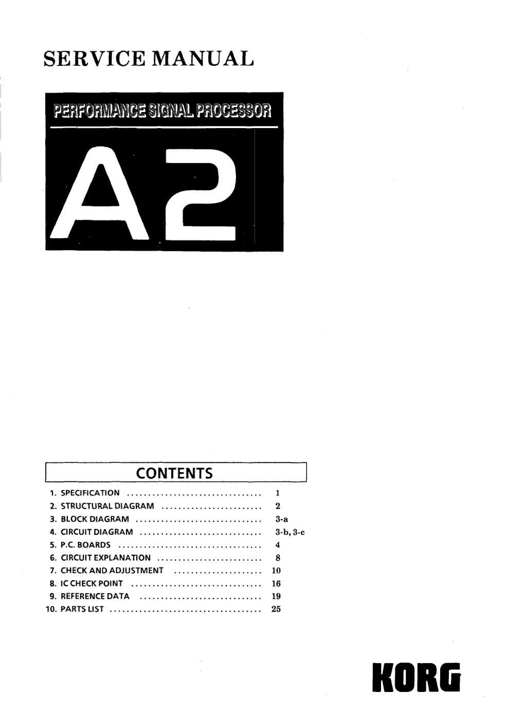 Première page de Korg A2 SERVICE MANUAL ocr
