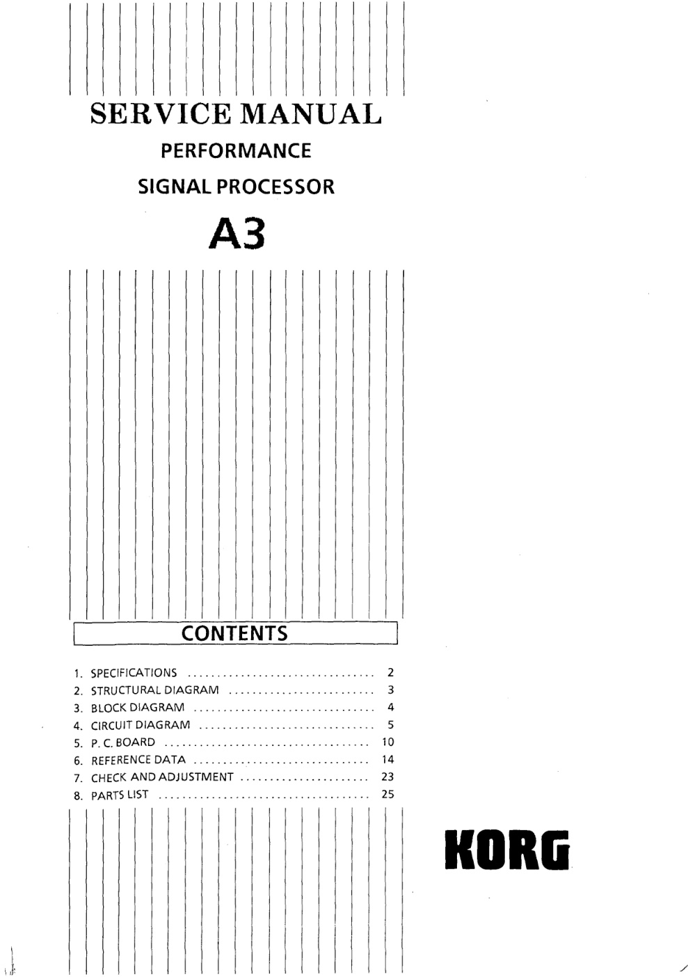 Première page de Korg A3 SERVICE MANUAL ocr