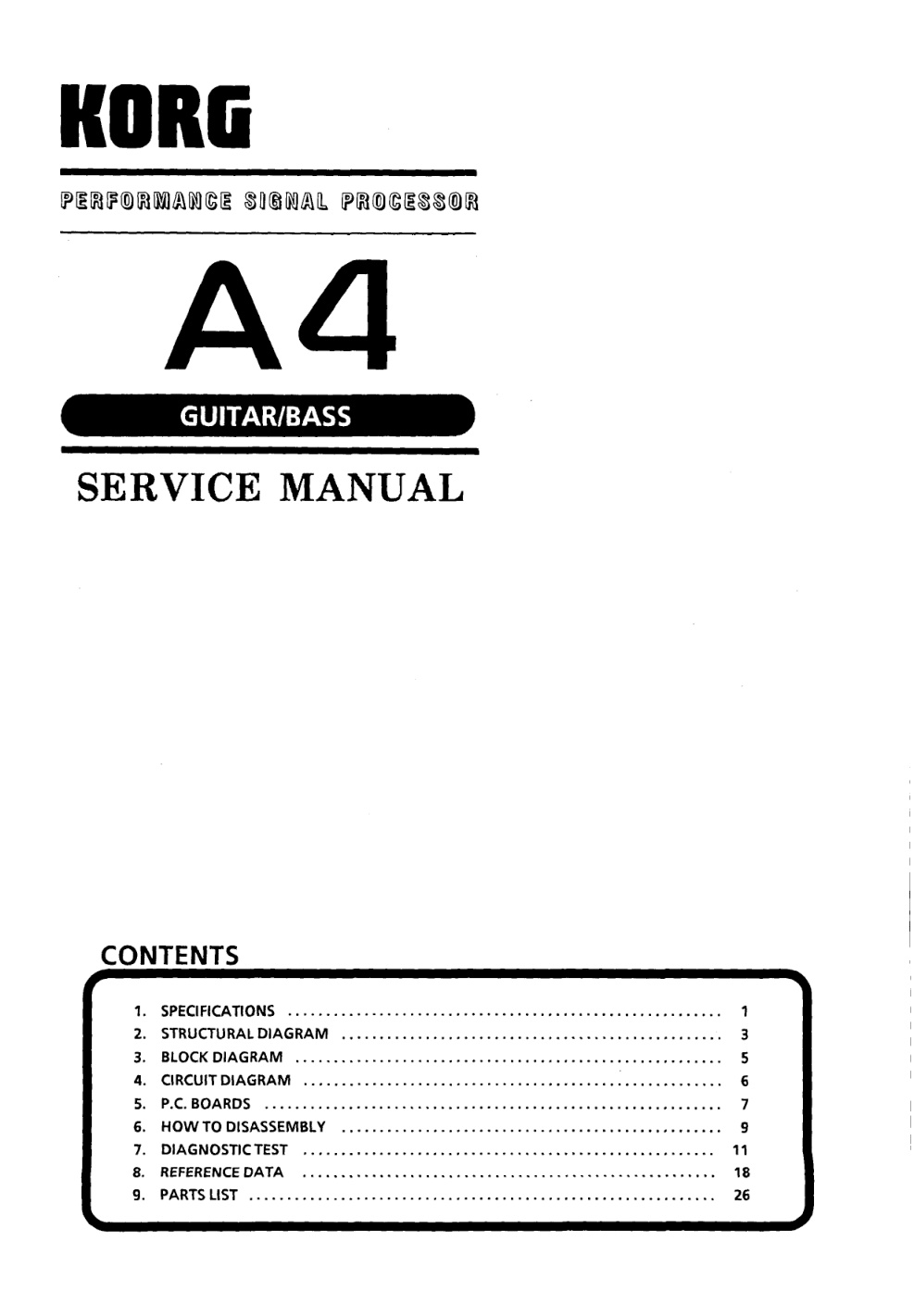 Première page de Korg A4 SERVICE MANUAL ocr