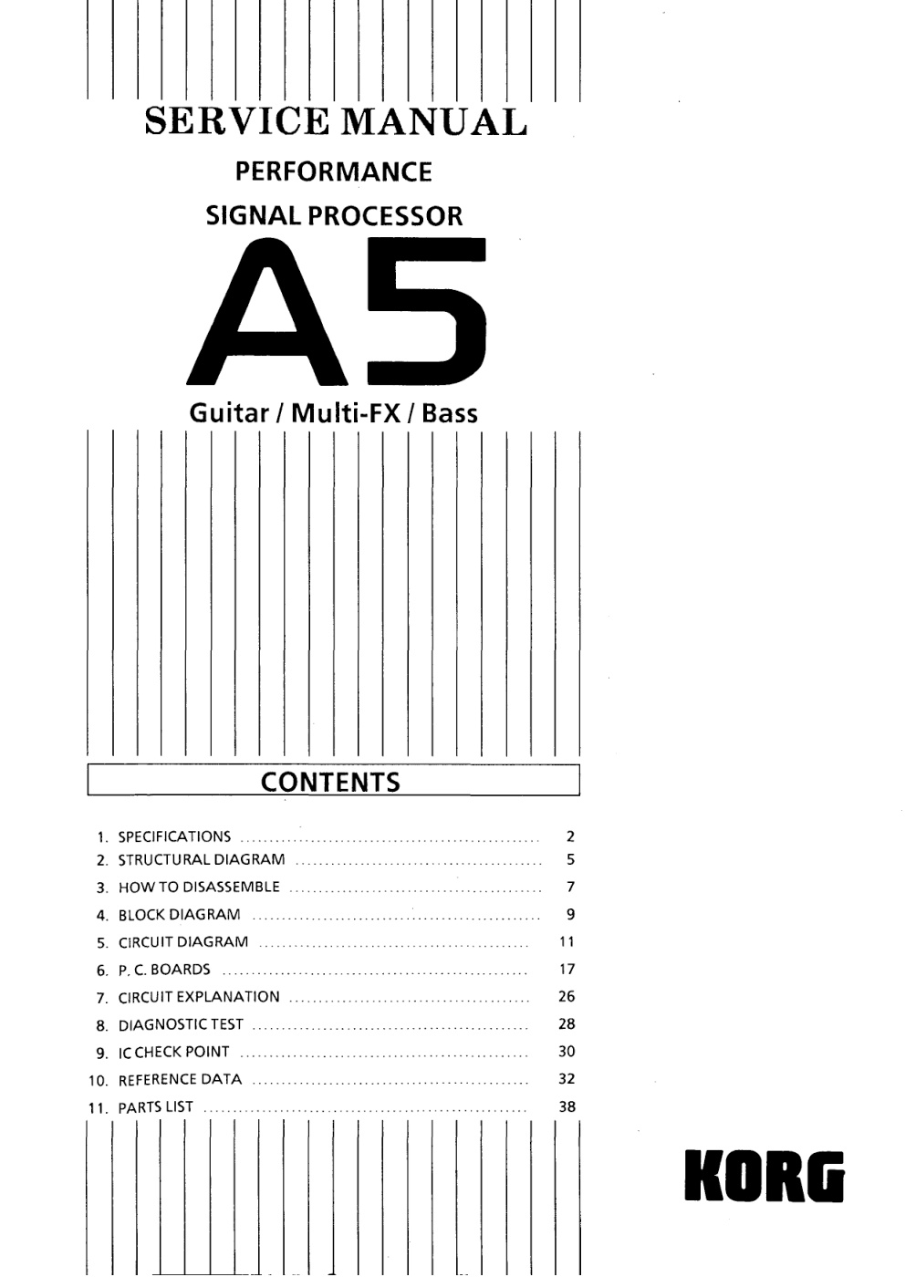 Première page de Korg A5 SERVICE MANUAL ocr