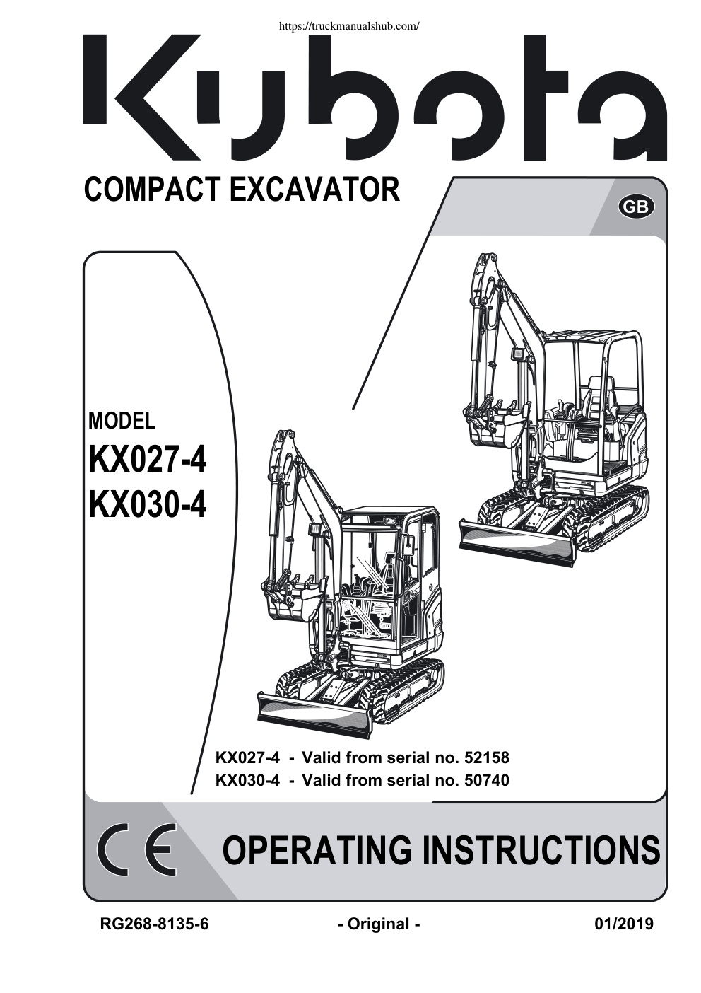 Première page de Kubota KX027 Operating Instructions Manual
