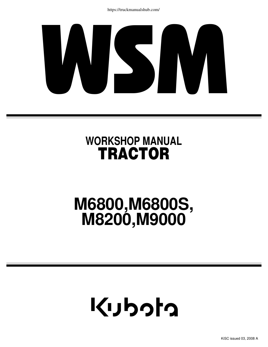 Première page de Kubota M6800S Workshop Manual
