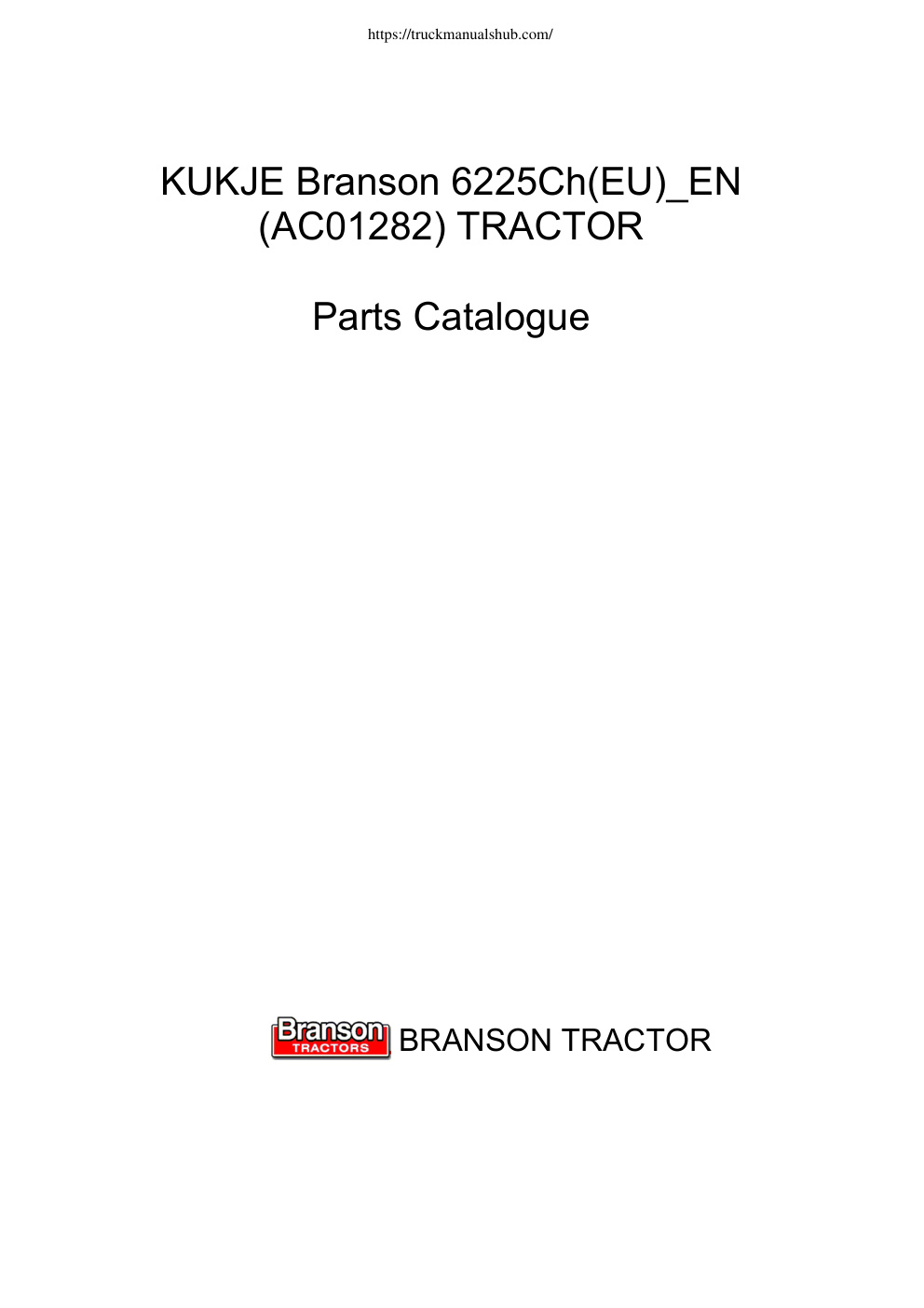 Première page de Kukje Branson 6225Ch Parts Catalogue