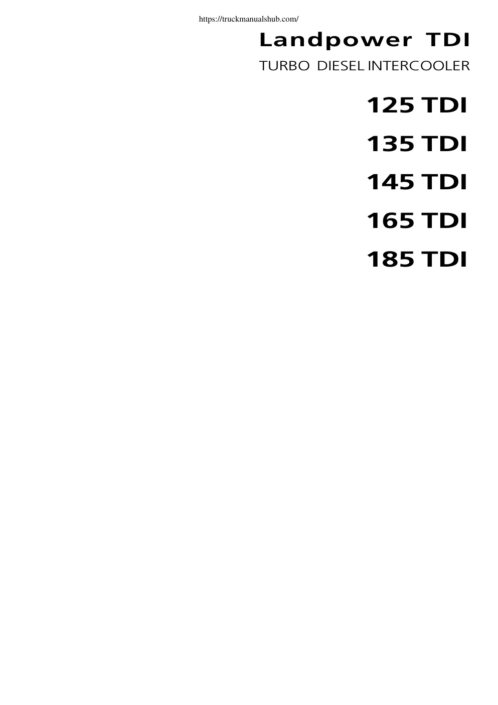 Première page de Landini Landpower 125TDI 135TDI 145TDI 165TDI Operation and Maintenance Manual