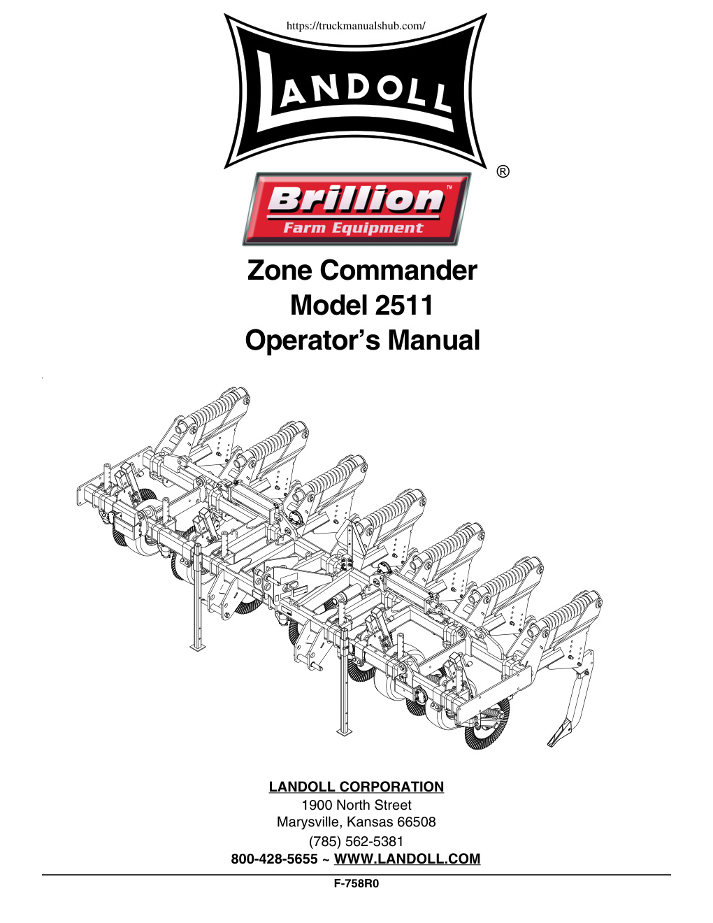 Première page de Landoll 2511 SERIES 2511N 3 30 2511N 4 30 2511 4 30 2511N 5 30 2511 5 30 2511 6 30 2511 7 30 2511F 7 30 2511F 8 30 2511F 9 30 Brillion Zone Commander Operator s Manual