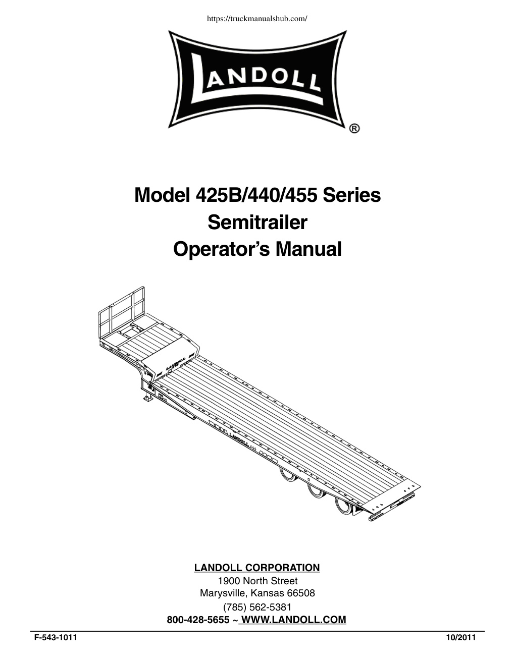 Première page de Landoll 425B 440 455 Series Semitrailer Operator s Manual