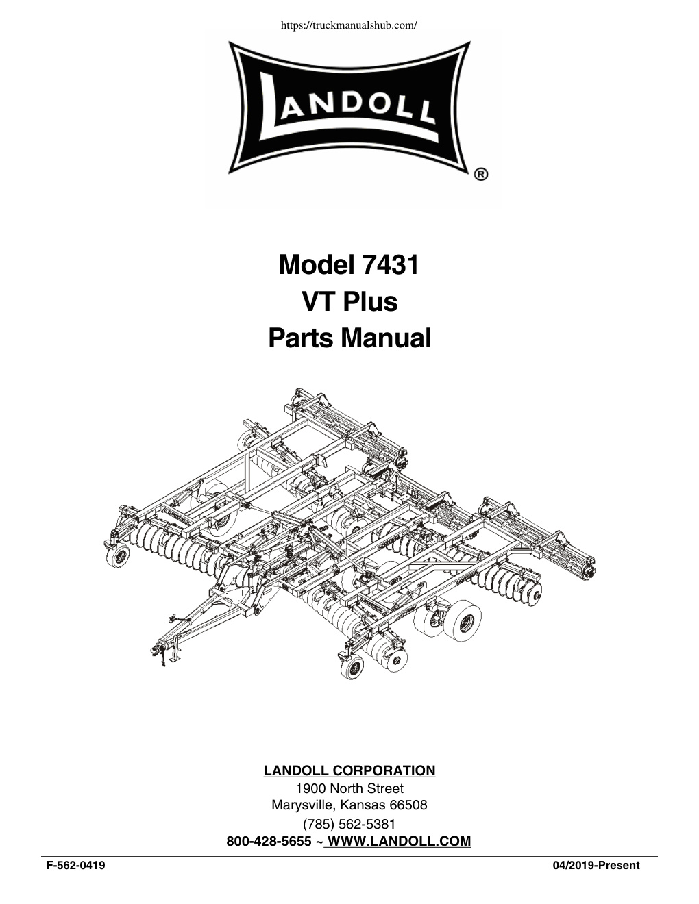 Première page de Landoll 7431 VT Plus Parts Manual