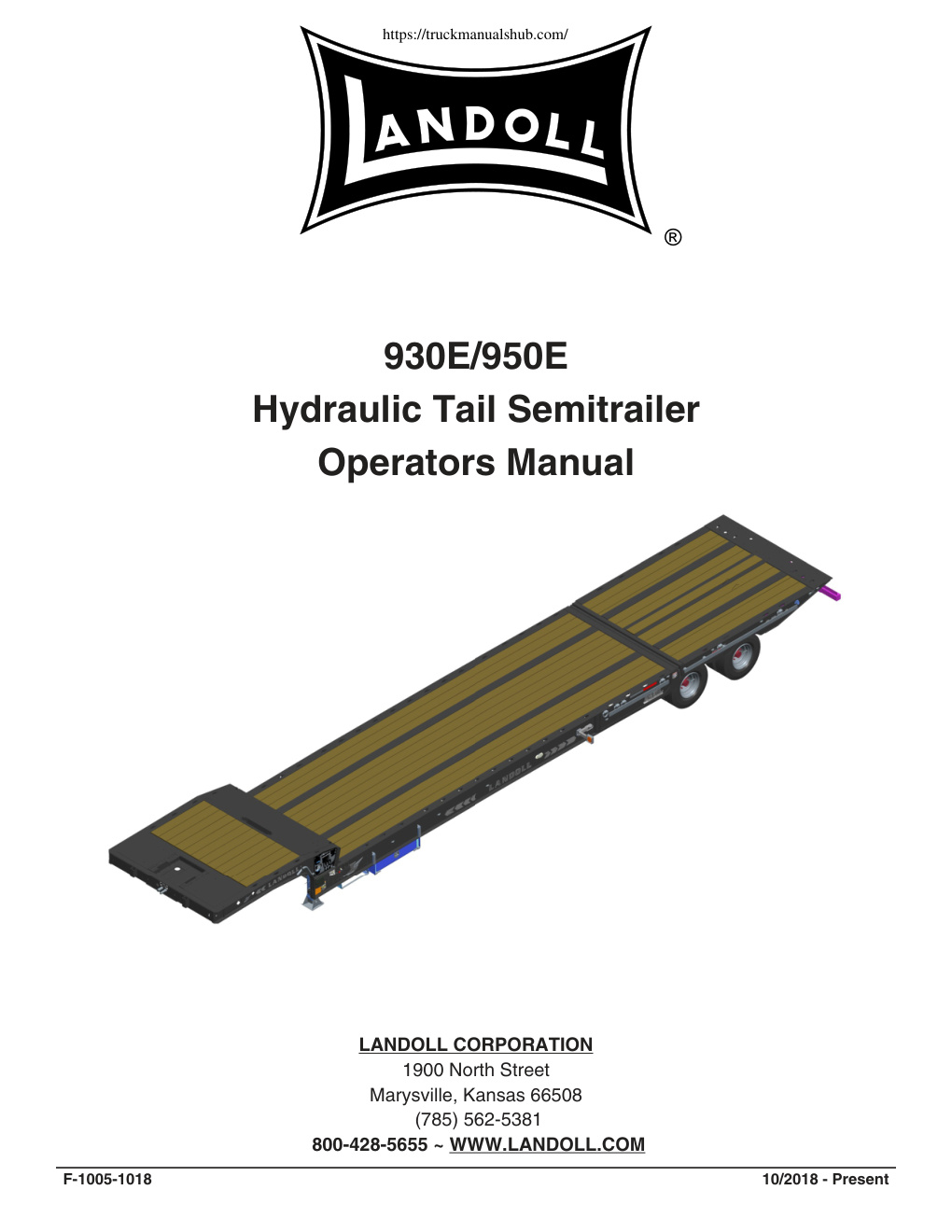 Première page de Landoll 930E 950E Hydraulic Tail Semitrailer Operator s Manual
