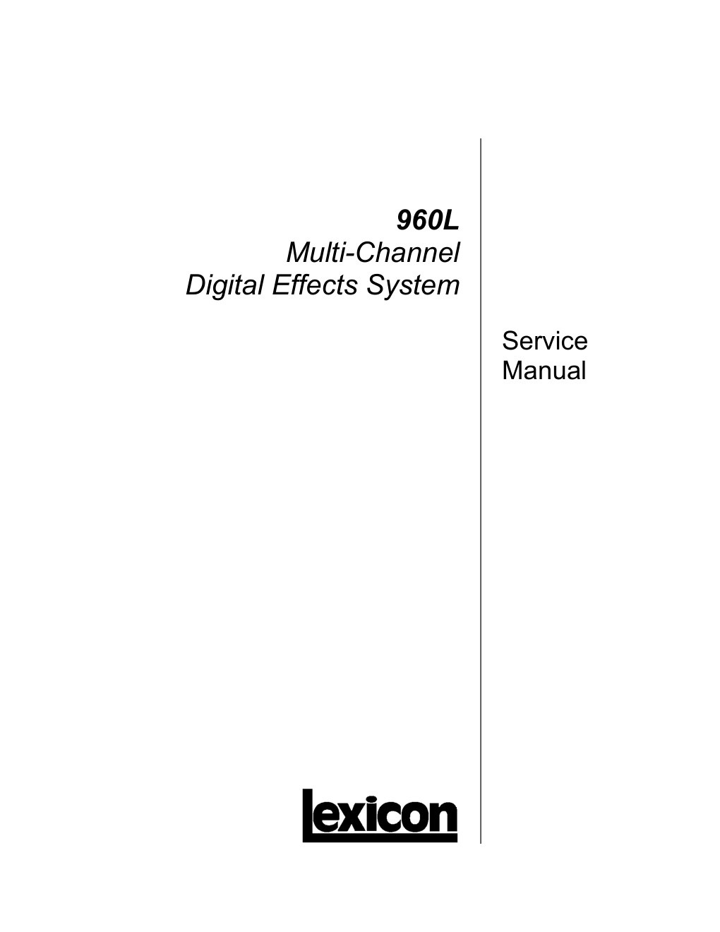 Première page de Lexicon 960L SERVICE MANUAL