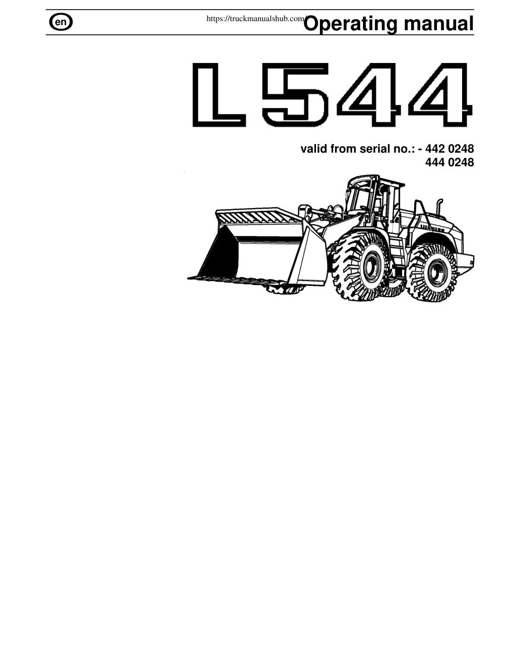 Première page de Liebherr L544 Operating Manual