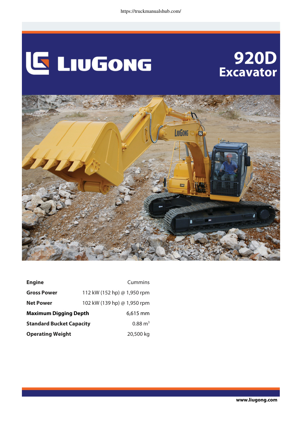 Première page de LiuGong 920D Technical Specifications