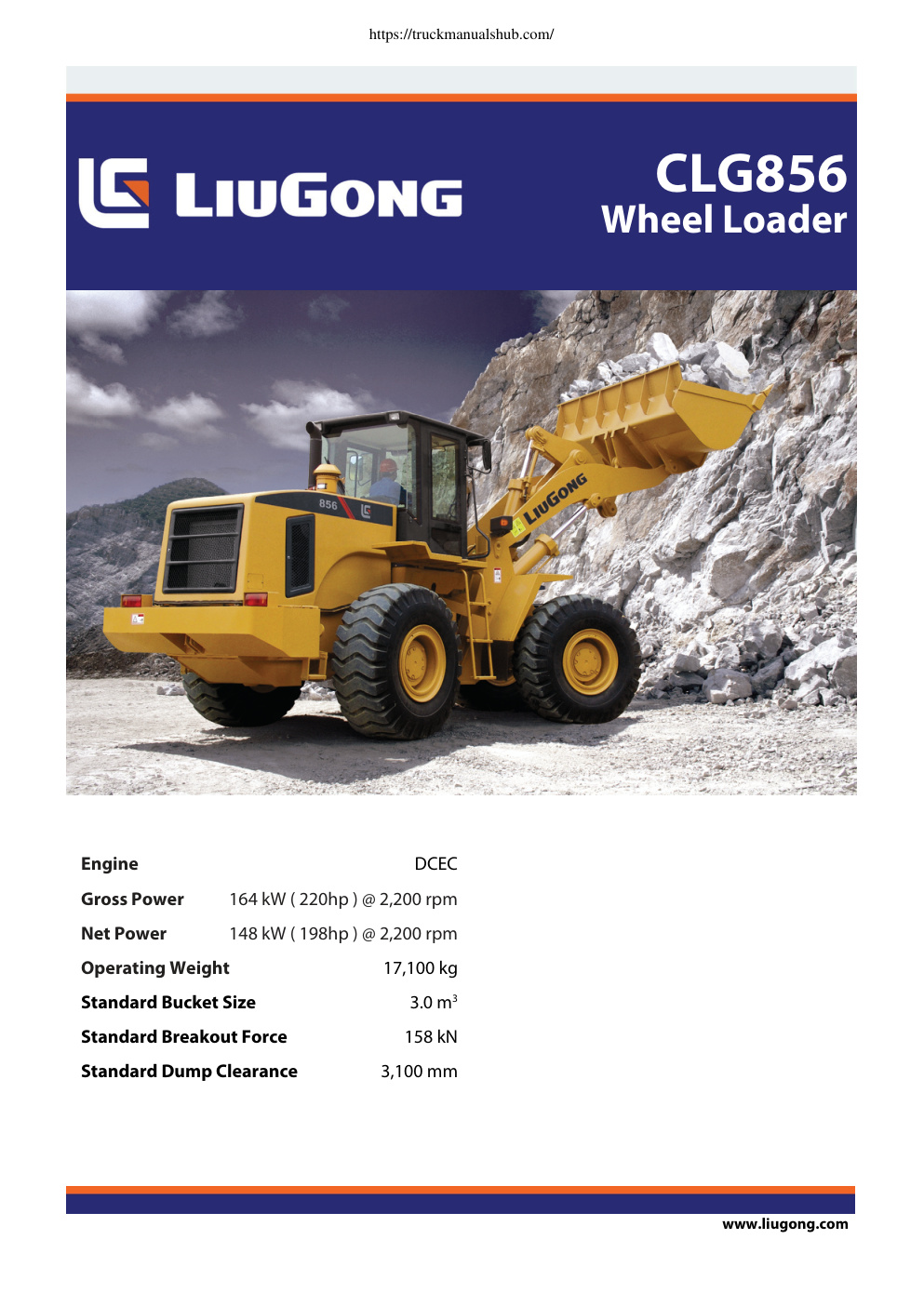 Première page de LiuGong CLG856 Technical Specifications