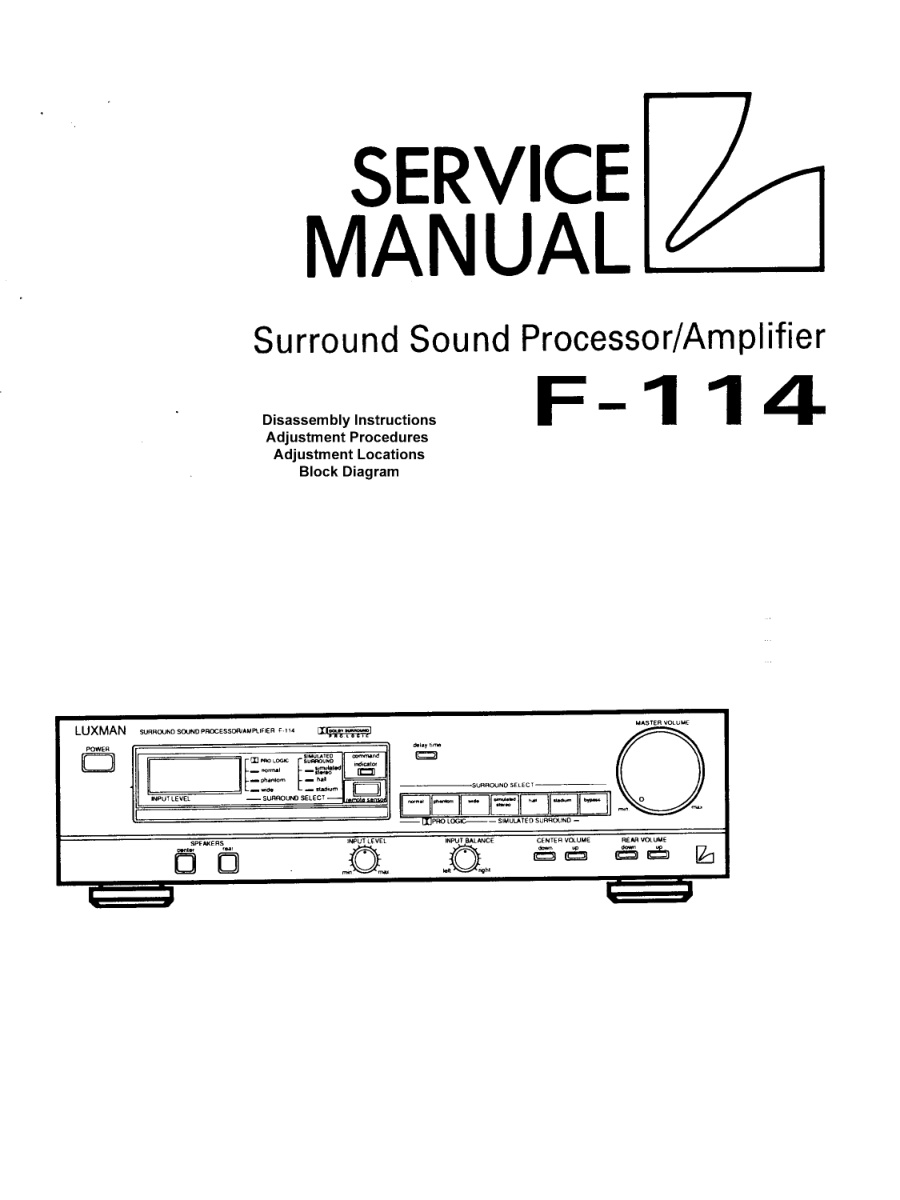 Première page de Luxman f114 Surround Sound Processor Amplifier Service Manual 2