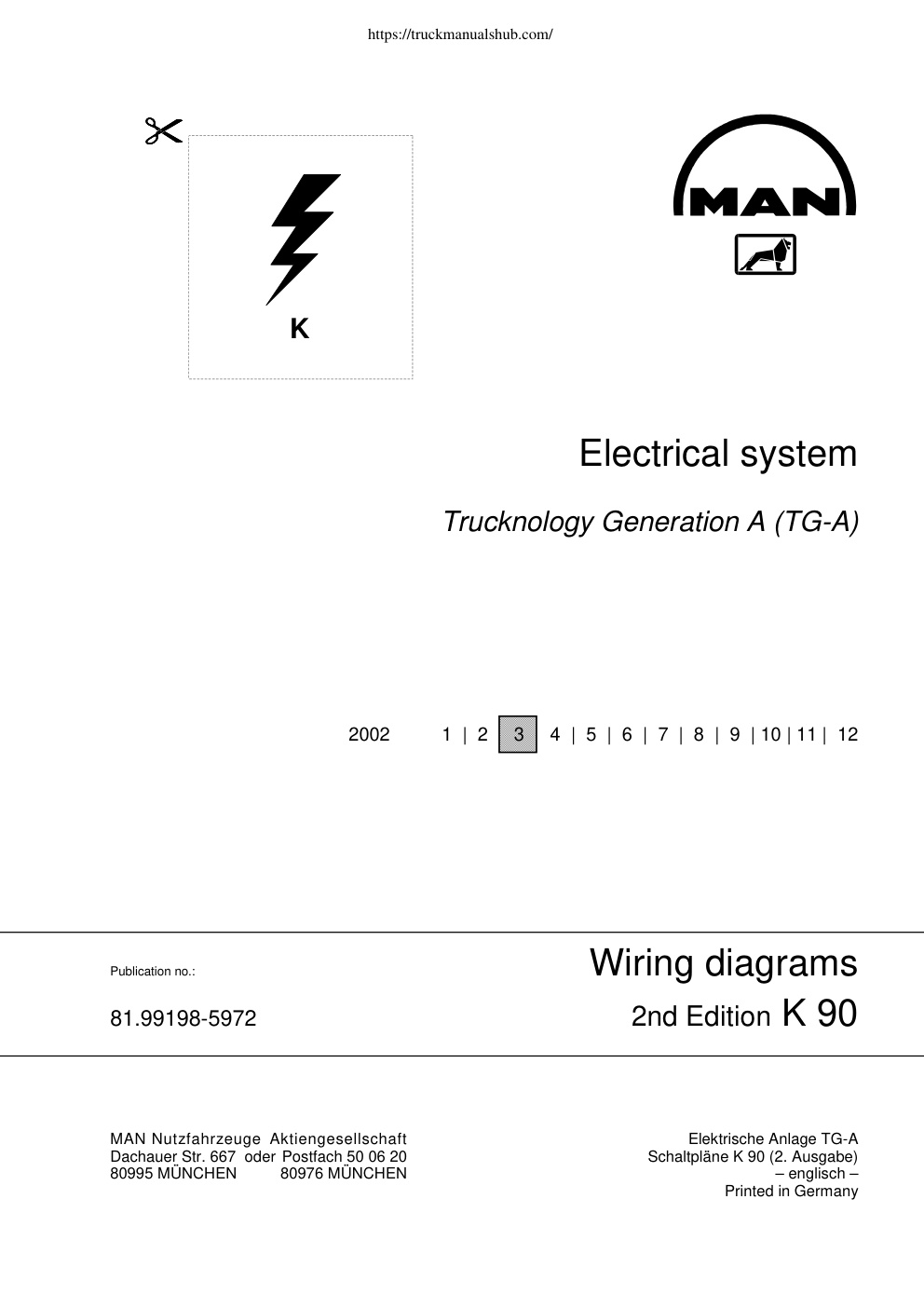 Première page de MAN TGA Wiring diagrams K 90 2nd edition