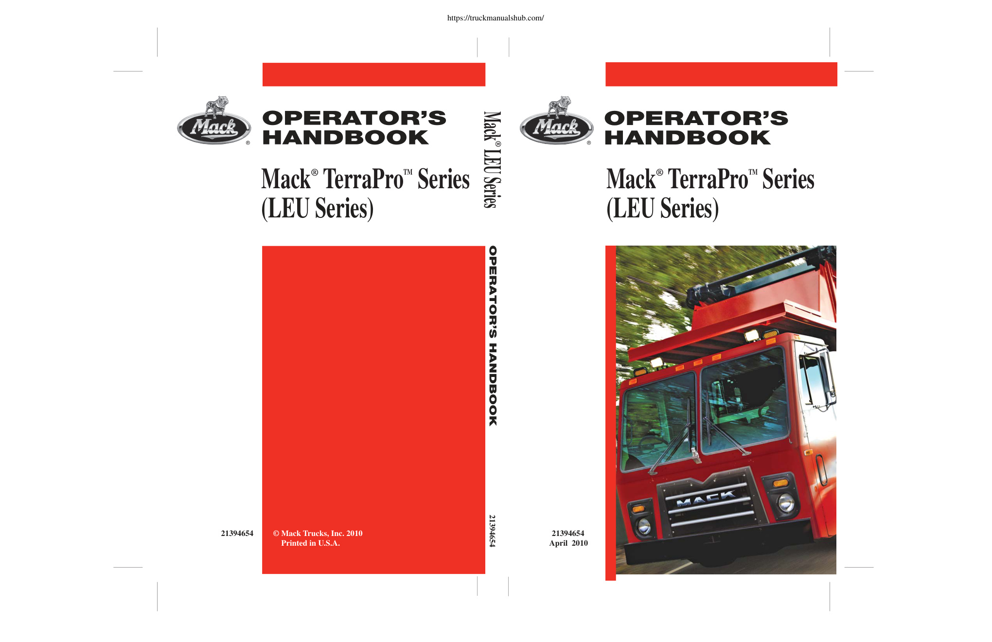 Première page de Mack TerraPro LEU Series Operator s Handbook 2010