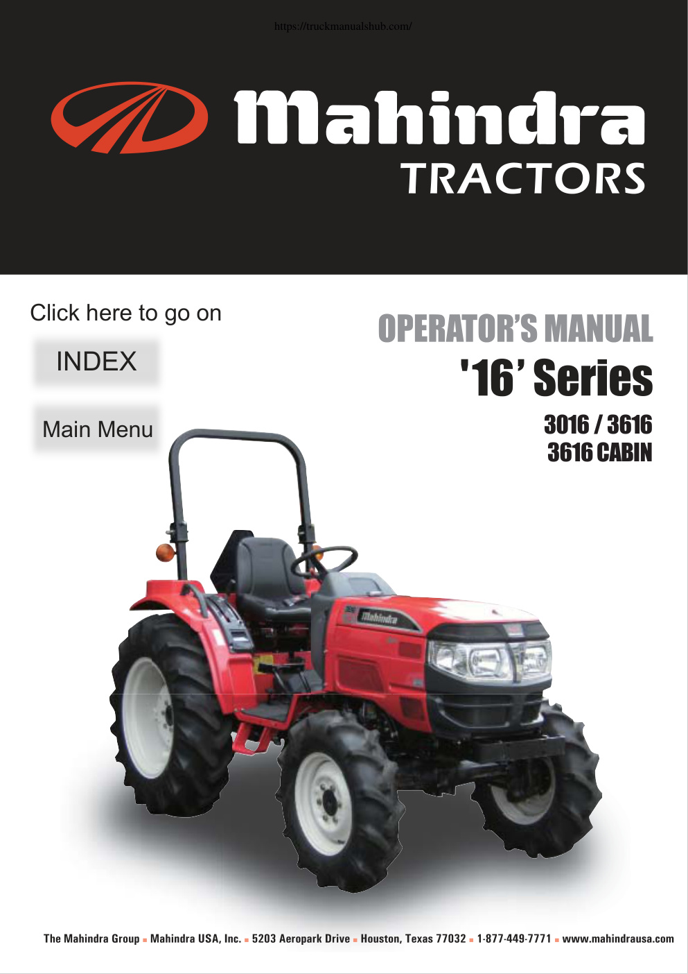 Première page de Mahindra 3016 3616 Operator s Manual