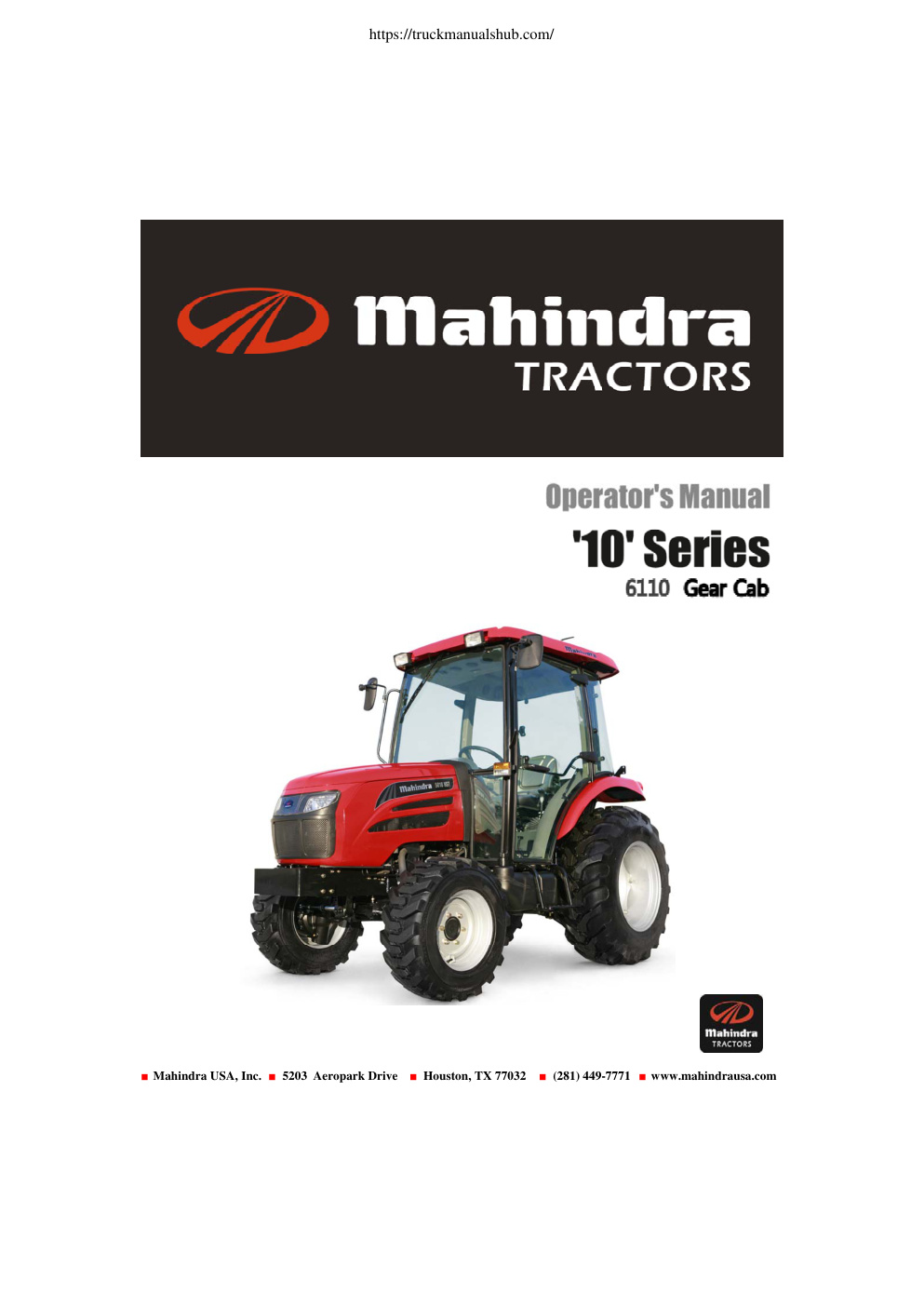 Première page de Mahindra 6110 Gear Cab 10 Series Operator s Manual