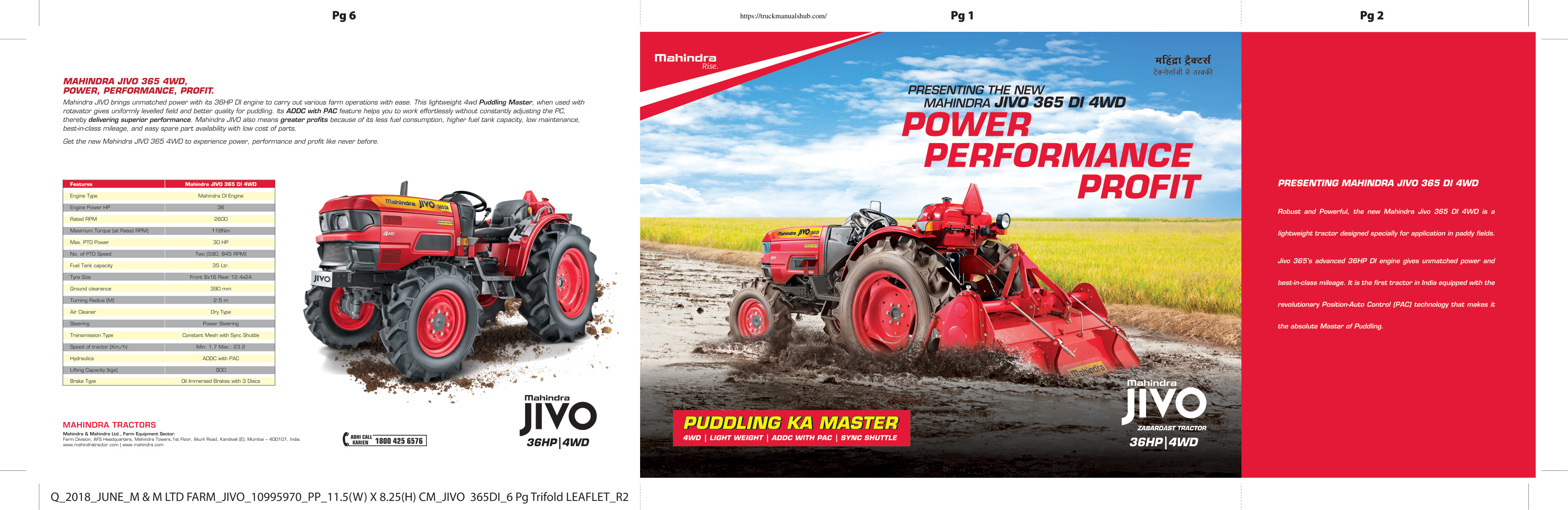 Première page de Mahindra JIVO 365 4WD Brochure