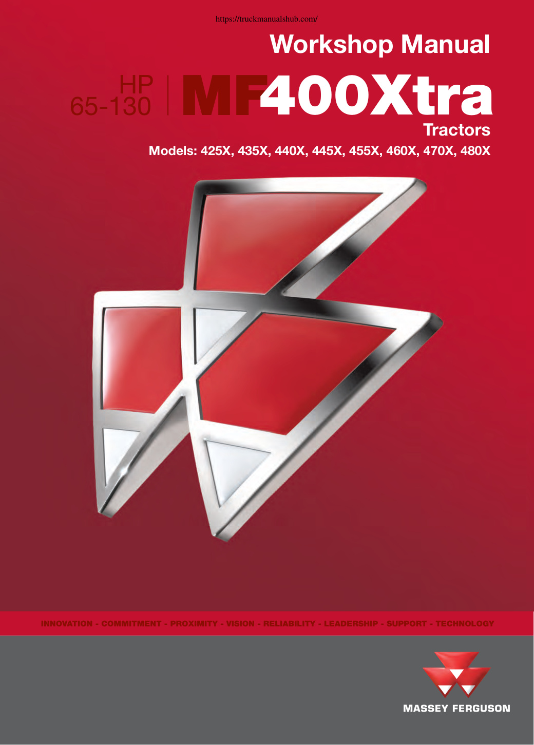 Première page de Massey Ferguson 400Xtra 425x 435x 440x 445x 455x 460x 470x 480x Workshop Manua