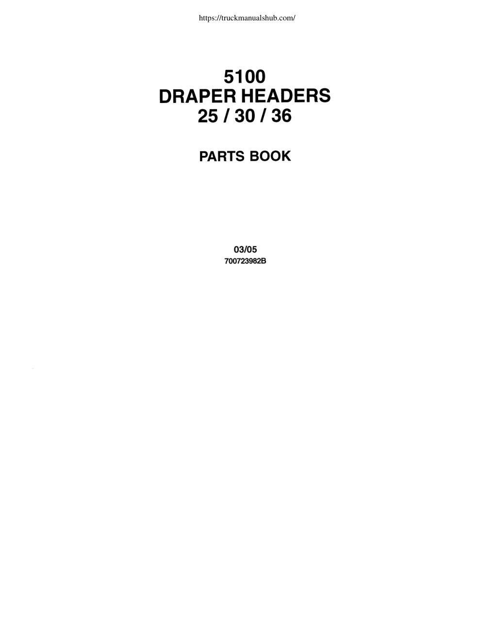 Première page de Massey Ferguson 5100 Draper Headers 25 30 36 Parts Book