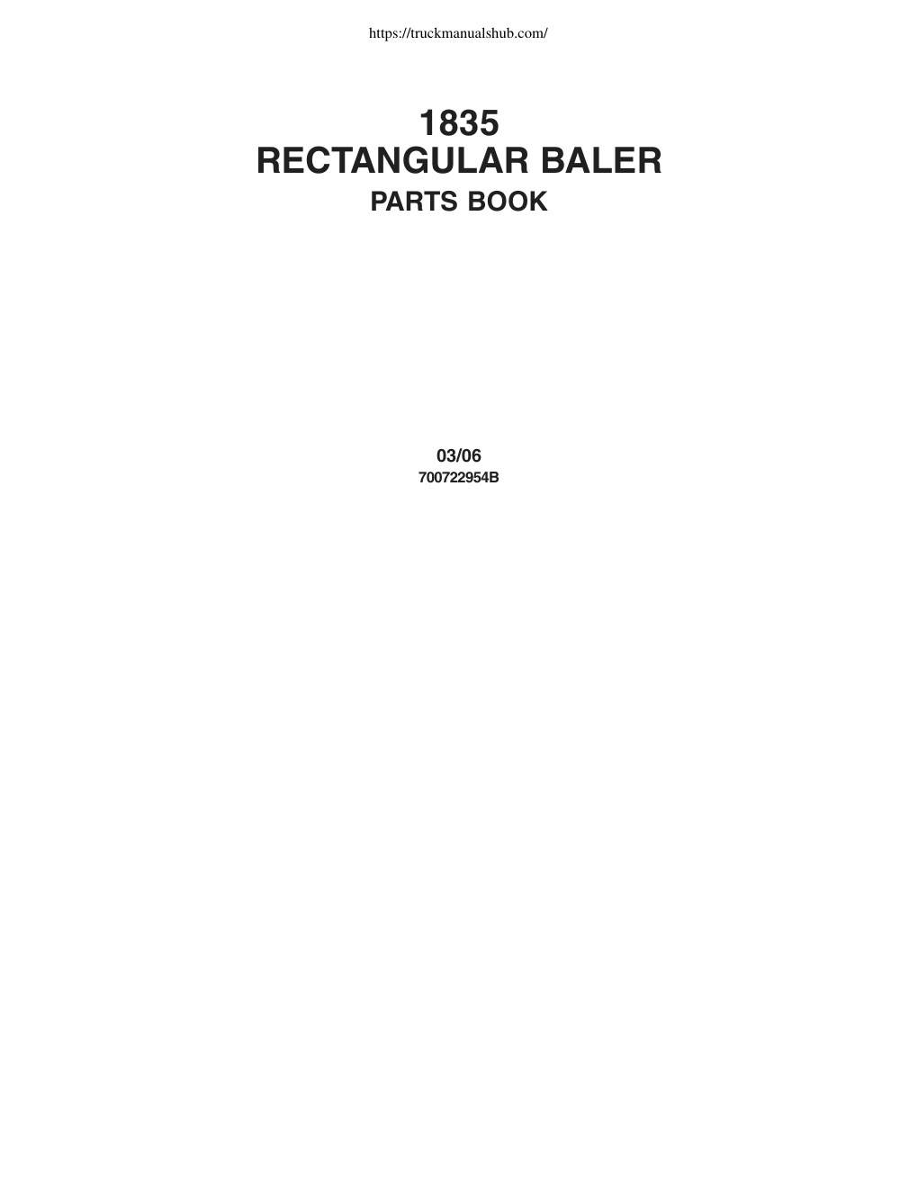 Première page de Massey Ferguson MF 1835 RectanGular Baler Parts Book