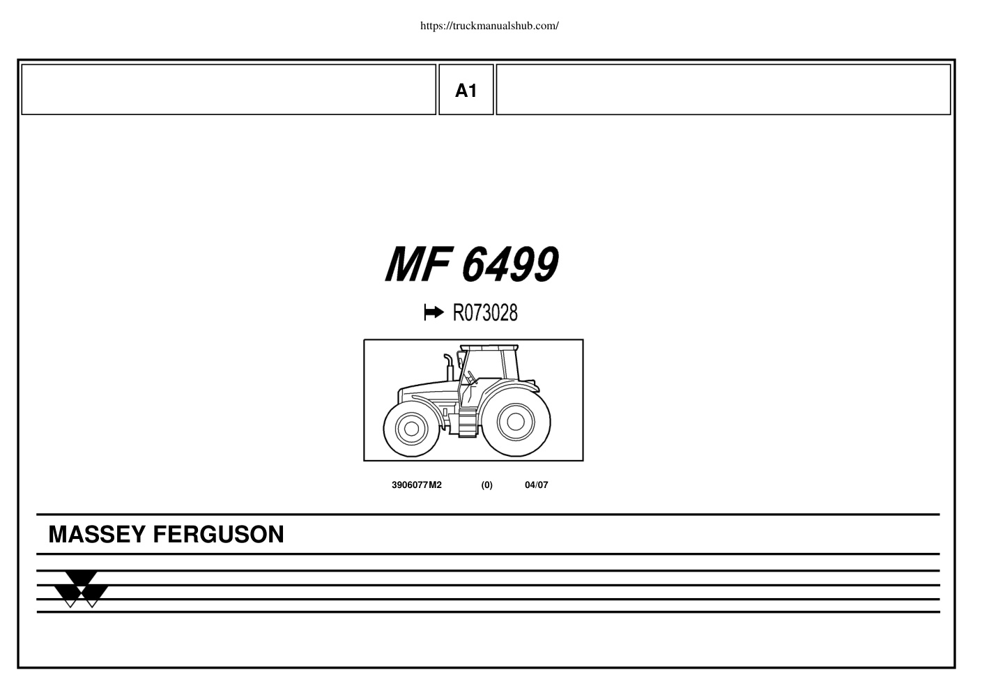 Première page de Massey Ferguson MF 6499 Tractor Parts Catalog Manual