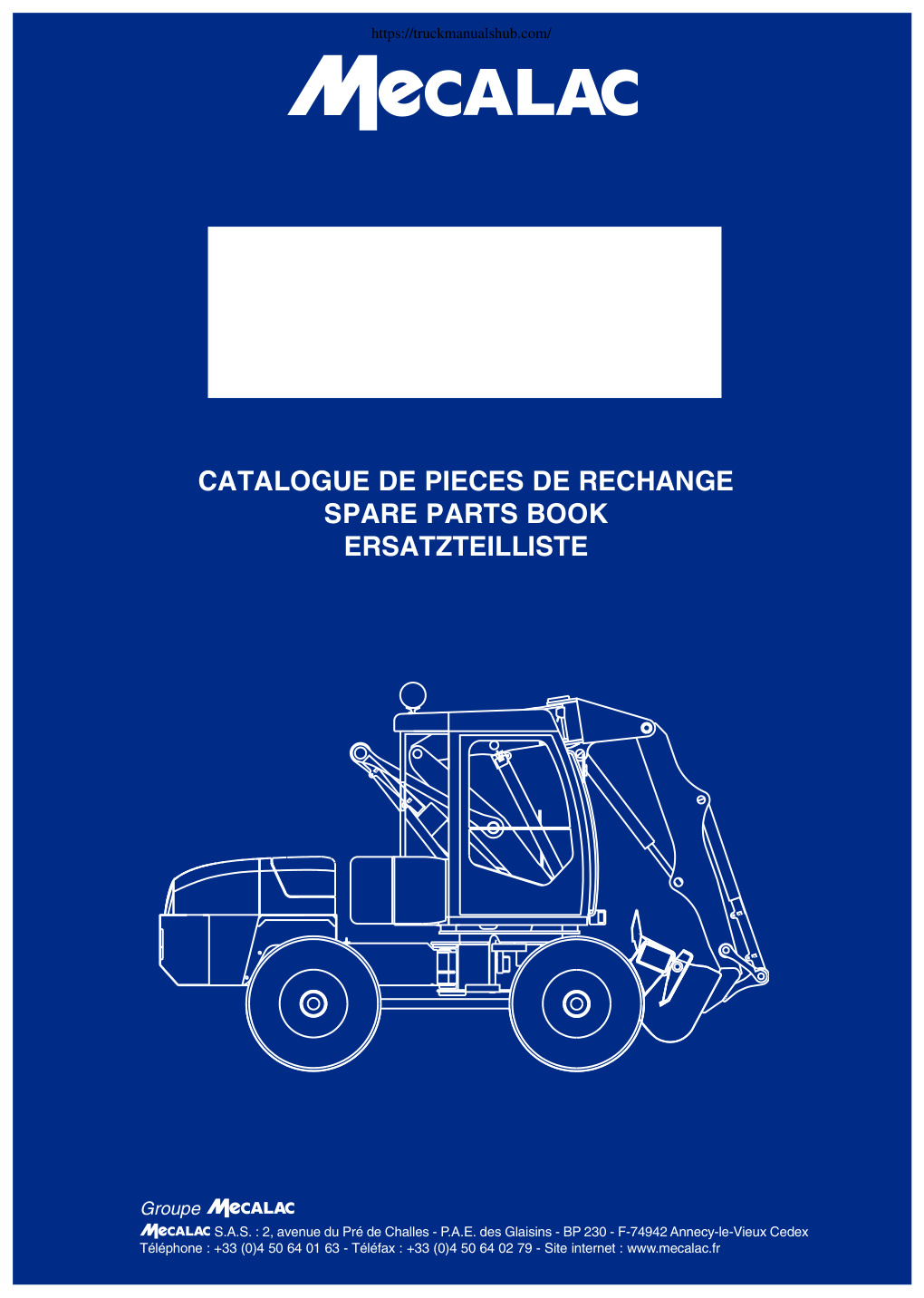 Première page de Mecalac 12MXT Spare Parts Book