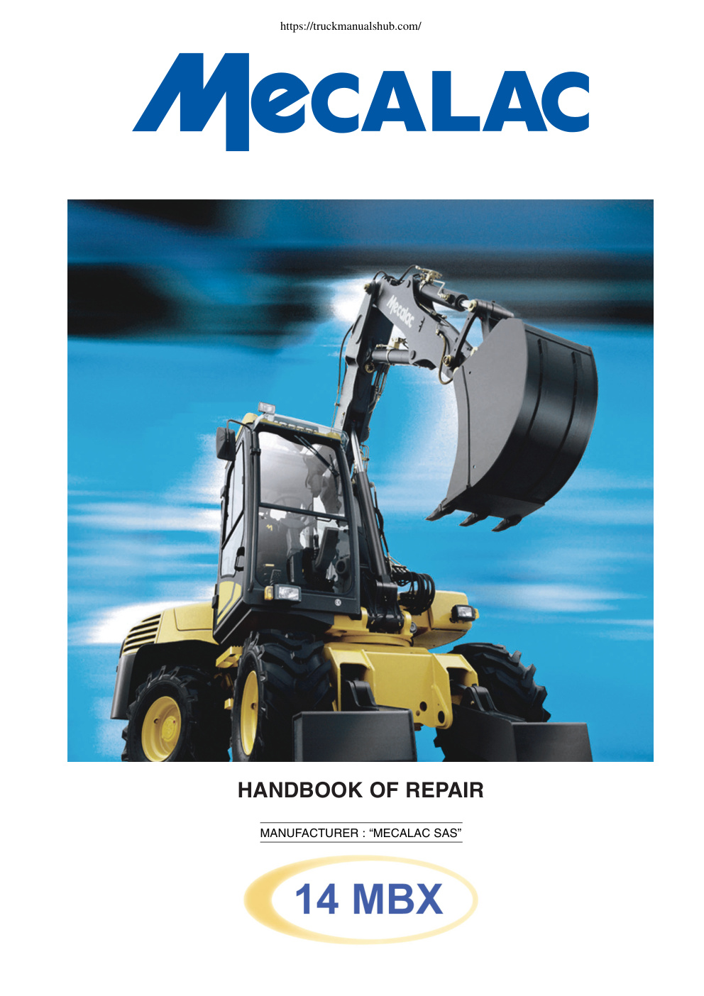 Première page de Mecalac 14 MBX Handbook Of Repair Repair Manual