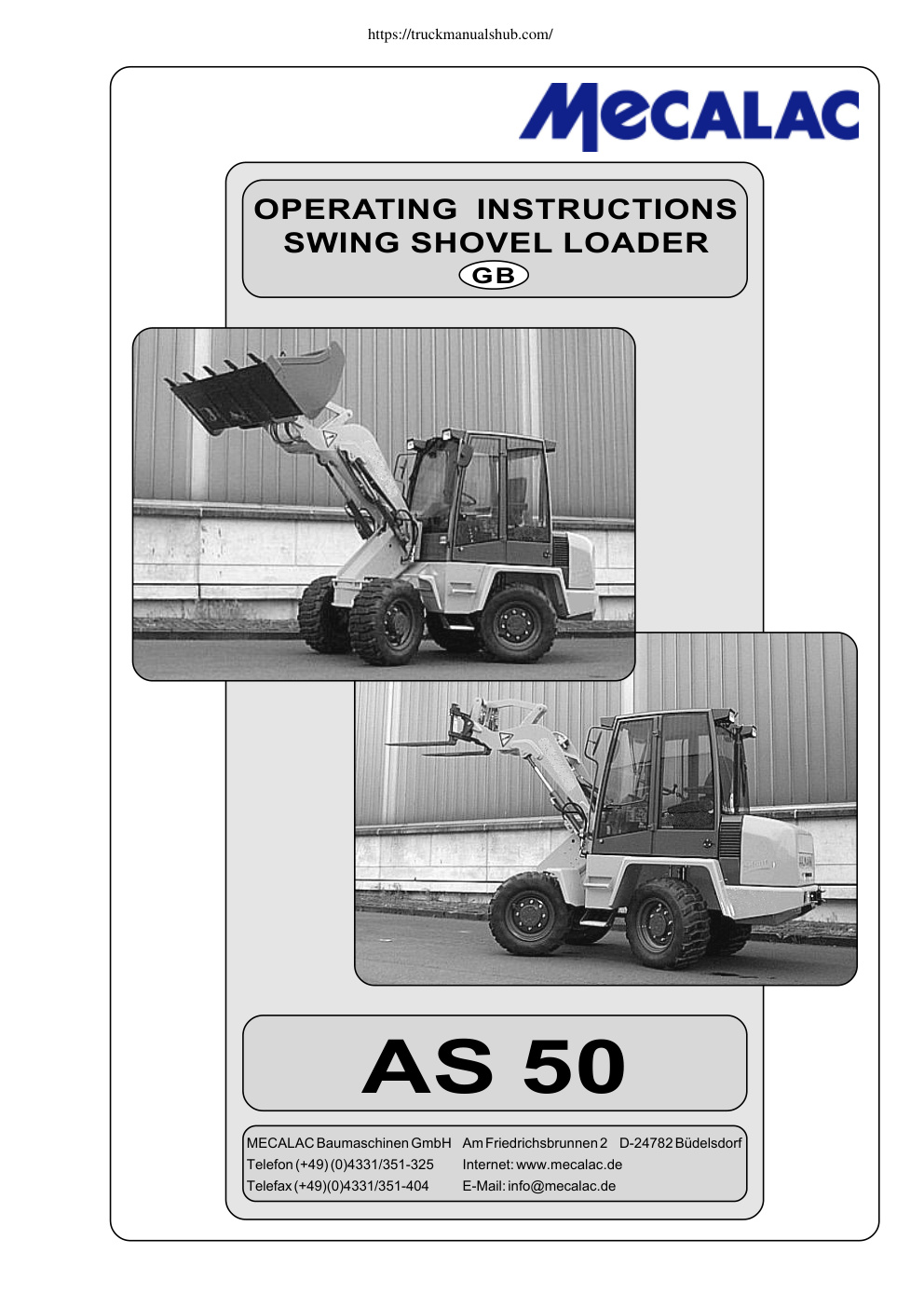 Première page de Mecalac AS 50 Operating Instructions Manual