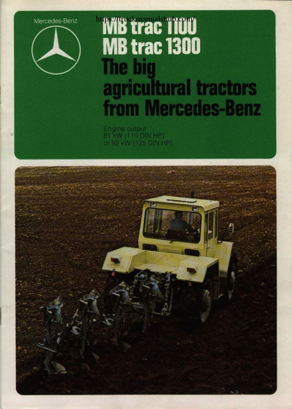 Première page de Mercedes Benz MB trac 1100 MB trac 1300 Brochure Specifications