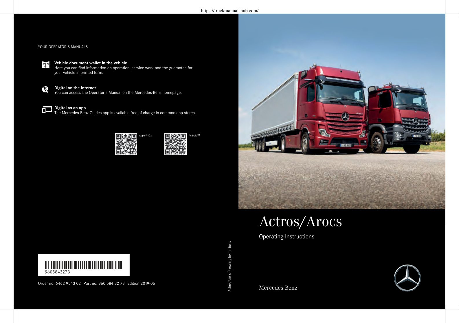 Première page de Mercedes Benz Actros Operating Instructions Manual