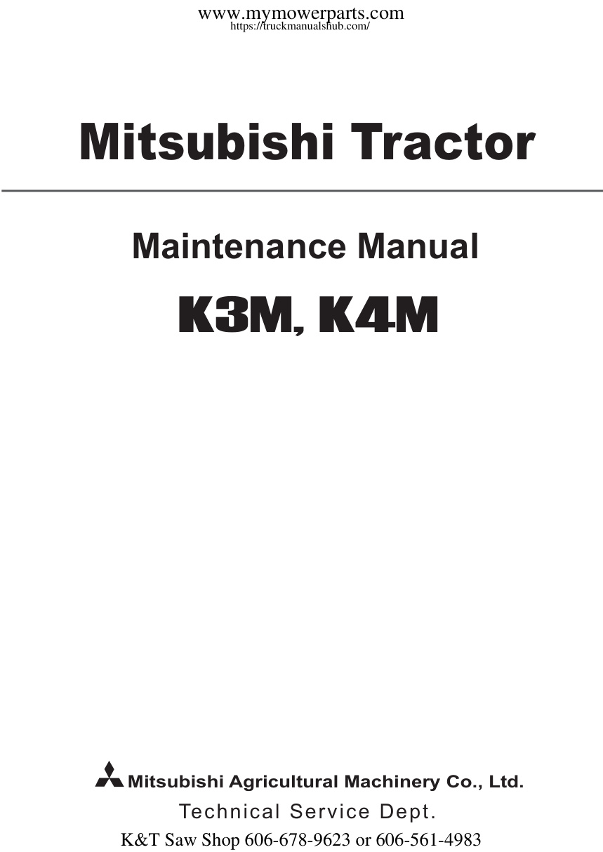 Première page de Mitsubishi K3M K4M Tractor Maintenance Manual